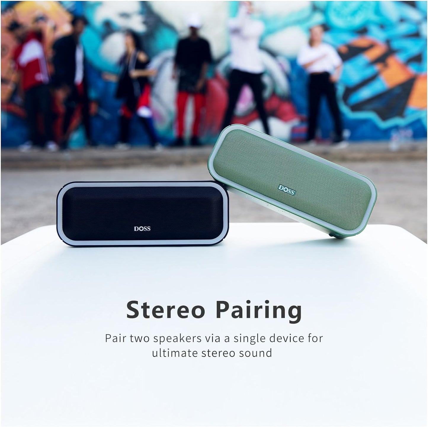 Bluetooth Speaker, Soundbox Pro+ Wireless Pairing Speaker with 24W Stereo Sound, Punchy Bass, IPX6 Waterproof, 15Hrs Playtime, Multi-Colors Lights, for Home,Outdoor-Black